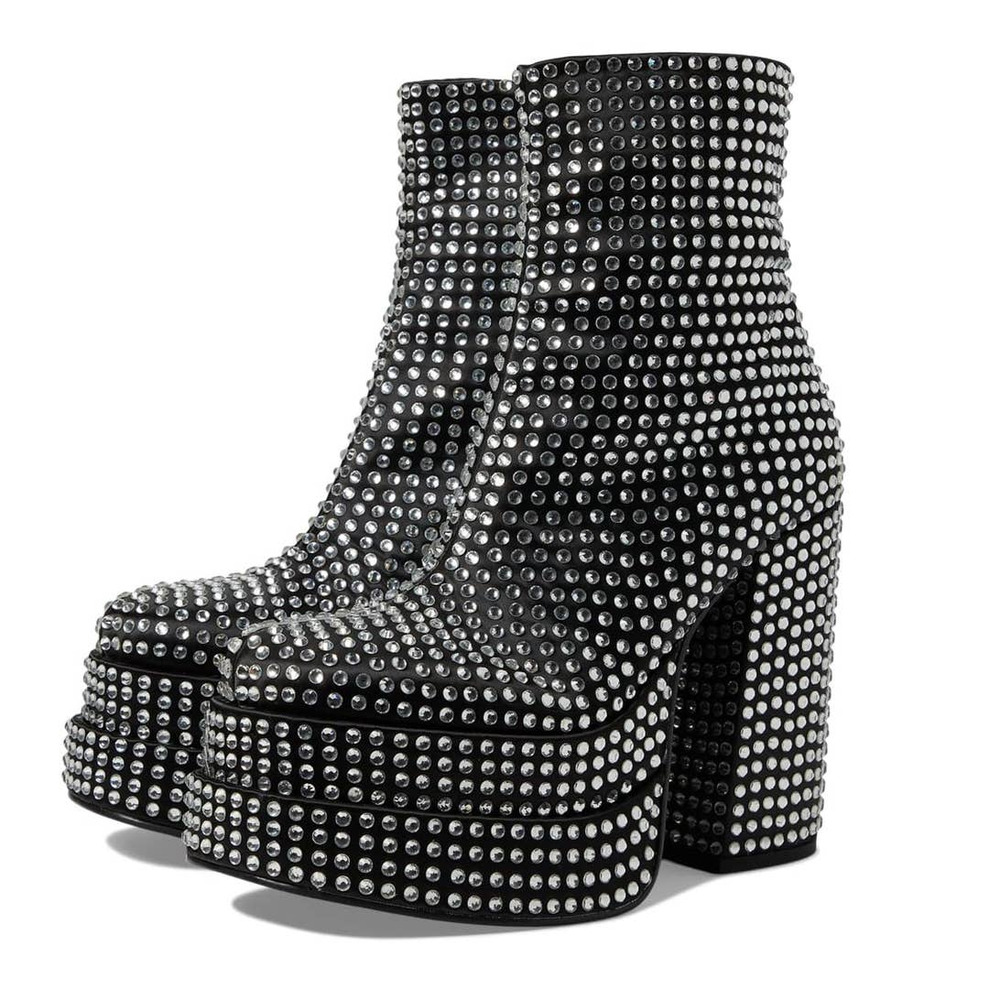 Steve Madden Black Rhinestone Ankle Boots
